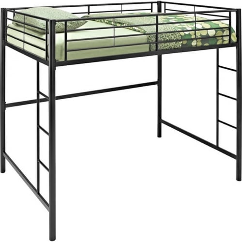 Metal Full Loft Bunk Bed in Black