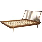 Mid Century Modern King Wood Spindle Platform Bed in Caramel Finish