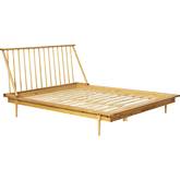 Queen Spindle Bed in Light Oak Finish Pine Wood