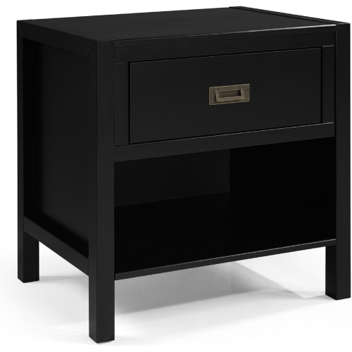 1 Drawer Classic Solid Wood Nightstand in Black