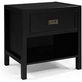 1 Drawer Classic Solid Wood Nightstand in Black