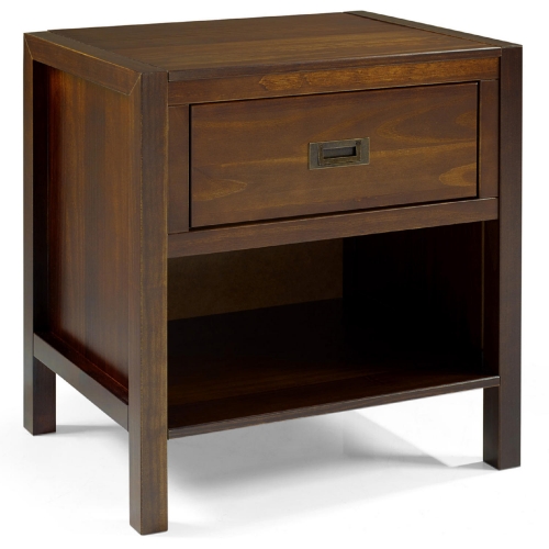 1 Drawer Classic Solid Wood Nightstand in Walnut