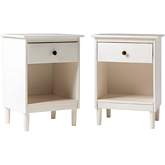 Spencer 1 Drawer Solid Wood Nightstands in White Finish (Set of 2)