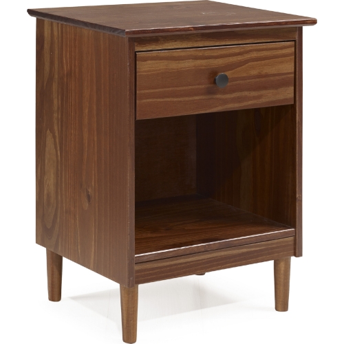 Modern 1 Drawer Nightstand in Walnut Finish