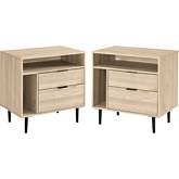 Lincoln Storage Nightstand Set in Birch Finish (Set of 2)