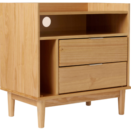 Lee Solid Wood 2 Drawer Nightstand w/ Gallery in Natural Pine Wood