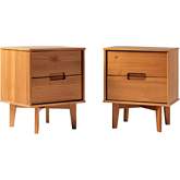 Sloane 2 Drawer Groove Handle Wood Nightstand in Caramel Finish (Set of 2)