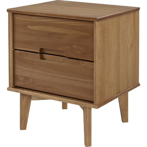 Mid Century Modern Wood Nightstand in Caramel Finish