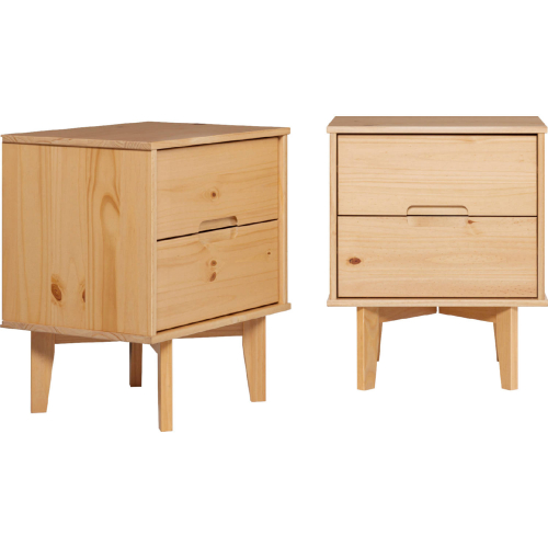 Sloane 2 Drawer Groove Handle Wood Nightstand in Natural Pine (Set of 2)