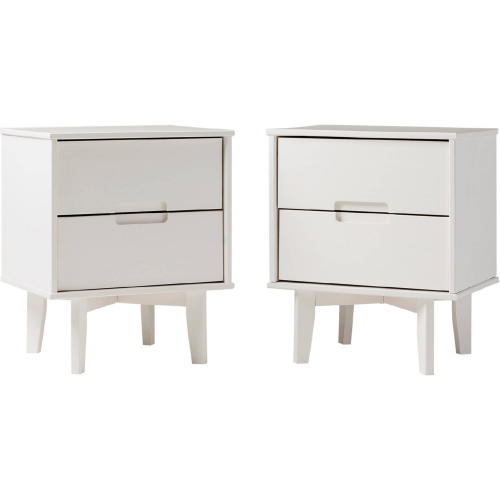 Sloane 2 Drawer Groove Handle Wood Nightstand Set in White Finish (Set of 2)