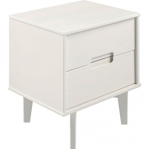 2 Drawer Groove Handle Wood Nightstand in White