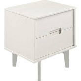 2 Drawer Groove Handle Wood Nightstand in White