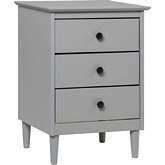 Spencer 3 Drawer Solid Wood Nightstand in Grey Finish