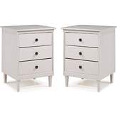 Spencer 3 Drawer Solid Wood Nightstand in White Finish (Set of 2)