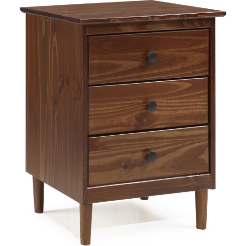 Modern 3 Drawer Nightstand in Walnut Finish