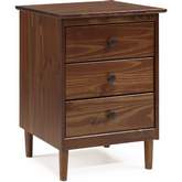 Modern 3 Drawer Nightstand in Walnut Finish