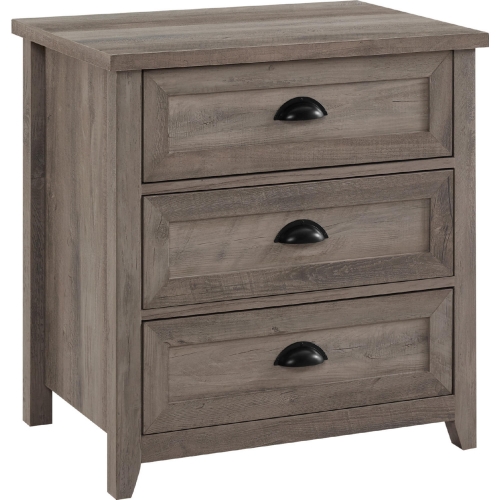 Odette 25" 3 Drawer Nightstand in Grey Wash Finish