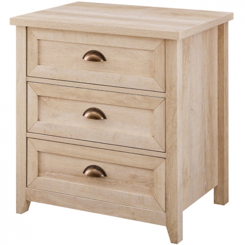 Odette 25" 3 Drawer Nightstand in White Oak Finish