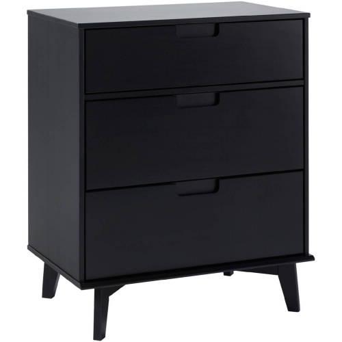 Sloane 3 Drawer Groove Handle Dresser in Black Finish Wood