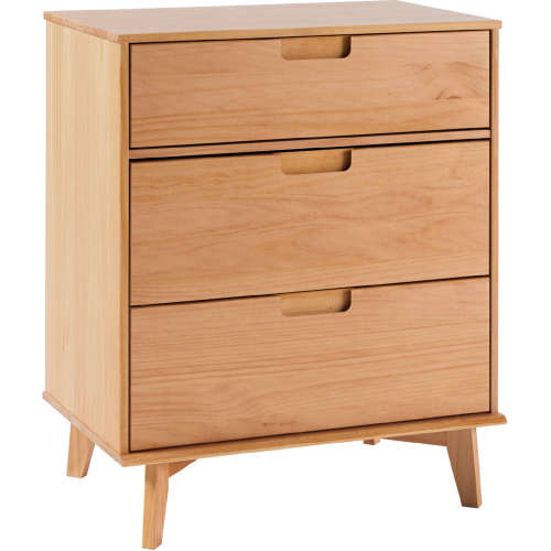 Sloane 3 Drawer Groove Handle Dresser in Natural Pine Finish Wood