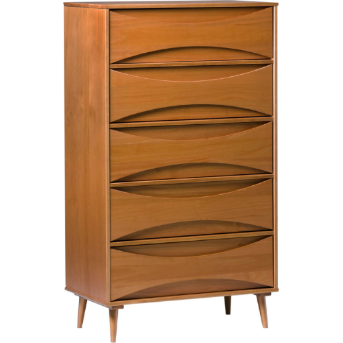 Atticus 30" 5 Drawer Chest in Caramel Finish Wood