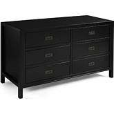 57" Classic Solid Wood 6 Drawer Dresser in Black