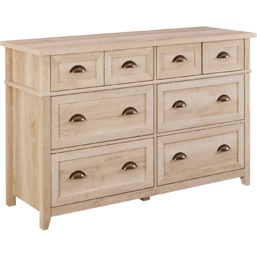 Odette 52" 6 Drawer Framed Dresser in White Oak Finish