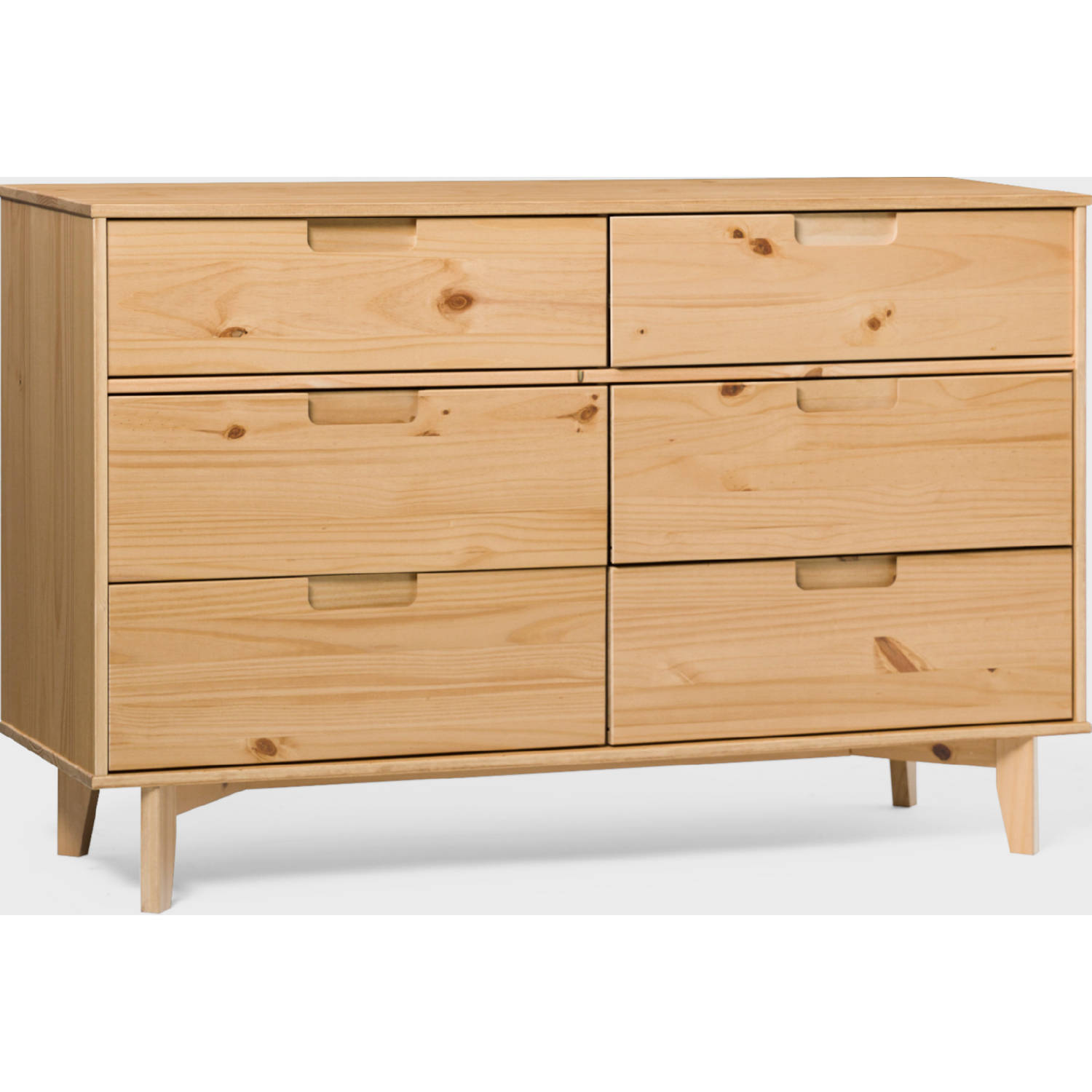 Walker Edison BR6DSLDRNP Sloane 6 Drawer Groove Handle Wood Dresser in  Natural Pine