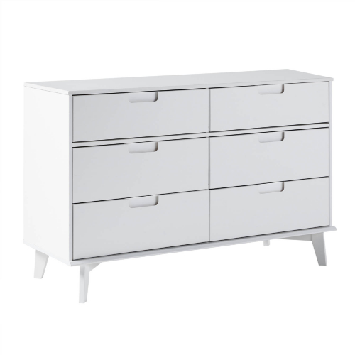 Sloane 6 Drawer Groove Handle Dresser in White Finish Wood