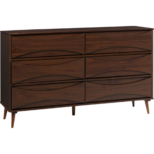 Atticus 58" 6 Drawer Dresser in Walnut Finish Wood