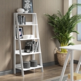 55" Ladder Bookcase in White