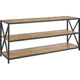 60" X Frame Metal & Wood Media Bookcase Console in Barnwood