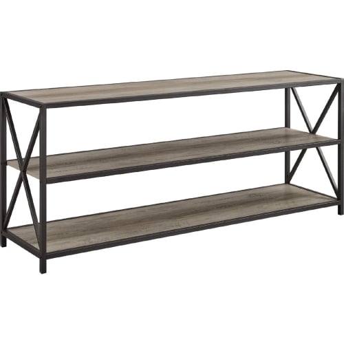 60" Industrial Wood Bookcase in Grey Wash