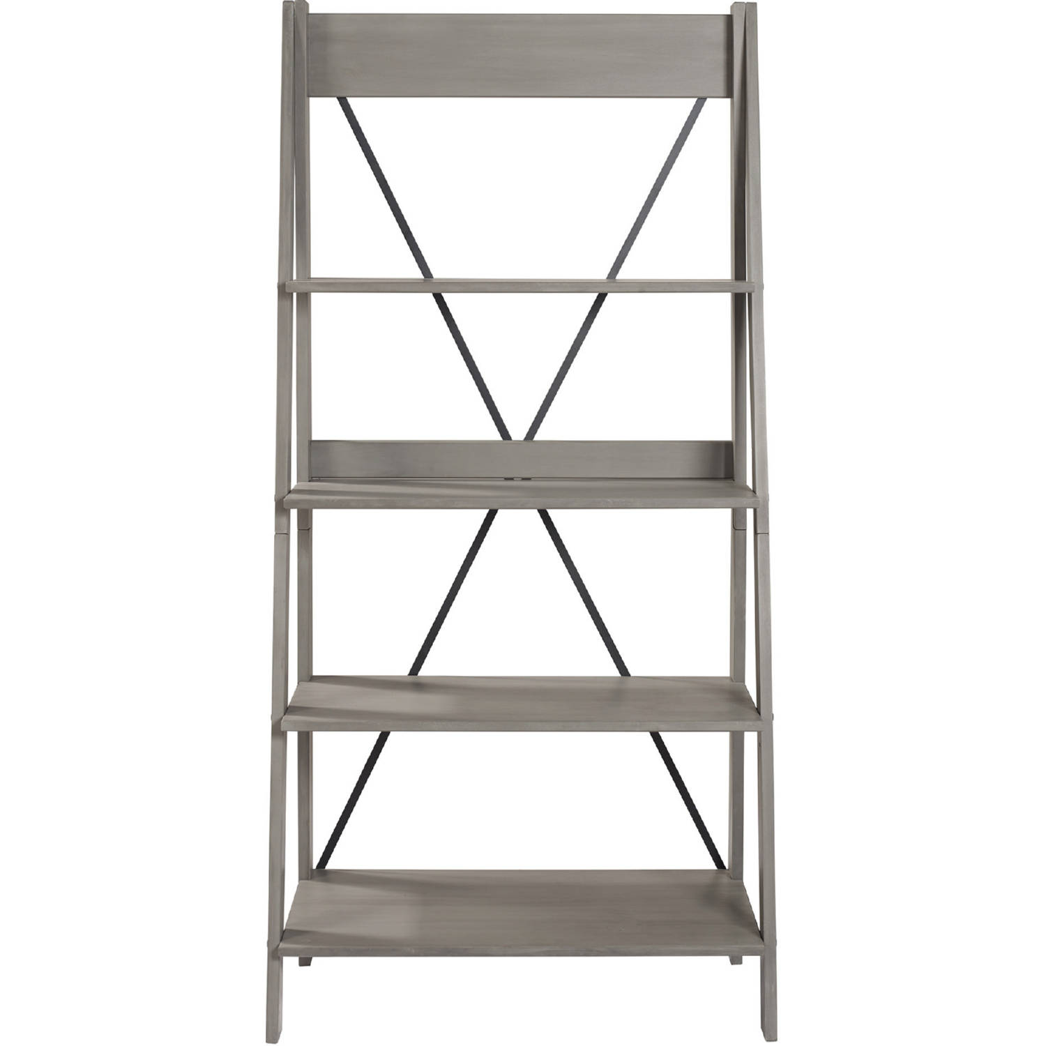 Walker Edison 68 Solid Wood Ladder Bookshelf - Grey