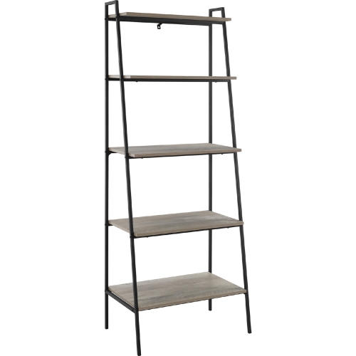 72" Industrial Ladder Bookcase in Grey Wash & Metal