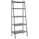 72" Industrial Ladder Bookcase in Grey Wash & Metal