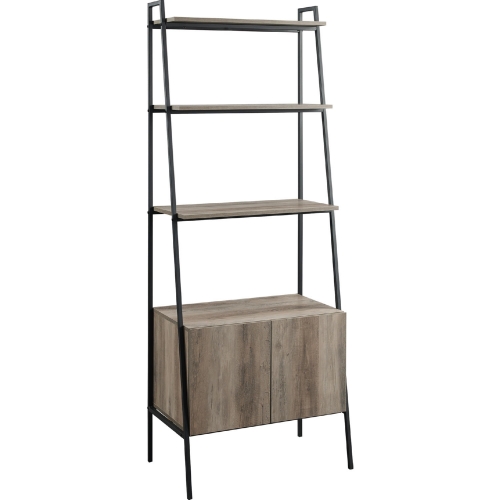 72" Industrial Wood Ladder Bookcase in Grey Wash