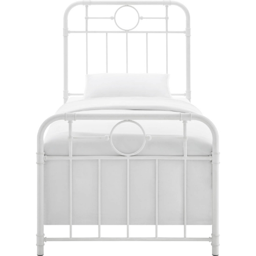 Urban Industrial Metal Pipe Twin Bed in Antique White Finish