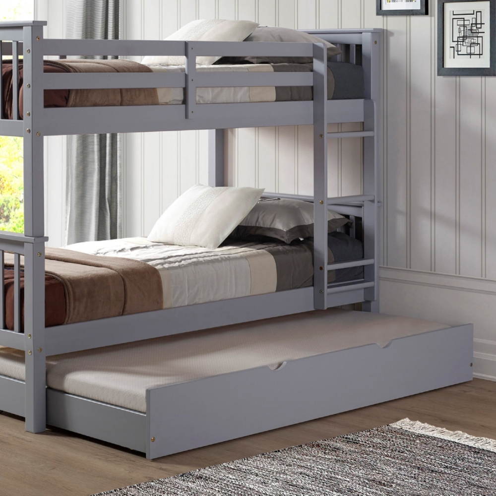 Walker Edison BTW40GY Solid Wood Roll Out Twin Trundle Bed in Grey (Trundle  Only)