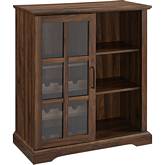 36" Sliding Glass Door Bar Cabinet in Dark Walnut Finish