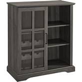 36" Sliding Glass Door Bar Cabinet in Slate Grey Finish