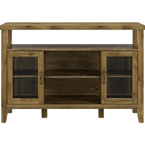 52" Rustic Wood TV Stand in Barnwood & Tempered Glass