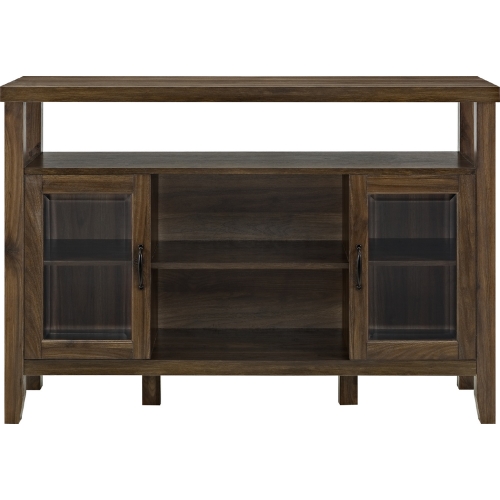 52" Rustic Wood TV Stand in Dark Walnut & Tempered Glass