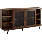 Franny 58" 2 Door Curved End Sideboard in Dark Walnut Finish & Glass