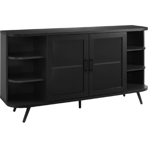 Franny 58" 2 Door Curved End Sideboard in Black Finish & Glass