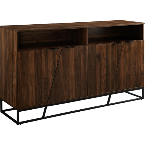 58" Angled Door Buffet Sideboard in Dark Walnut Finish