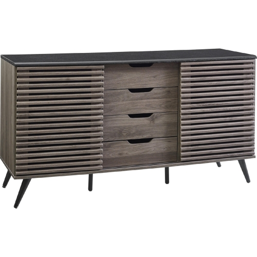 59" Havana Sliding Slat Door 4 Drawer Sideboard in Ebony & Slate Grey