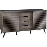 59" Havana Sliding Slat Door 4 Drawer Sideboard in Ebony & Slate Grey