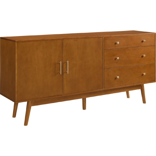 70" Mid Century Modern 3 Drawer 2 Door Sideboard in Acorn