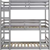 Solid Wood Triple Twin Bunk Bed in Grey Finish Pine